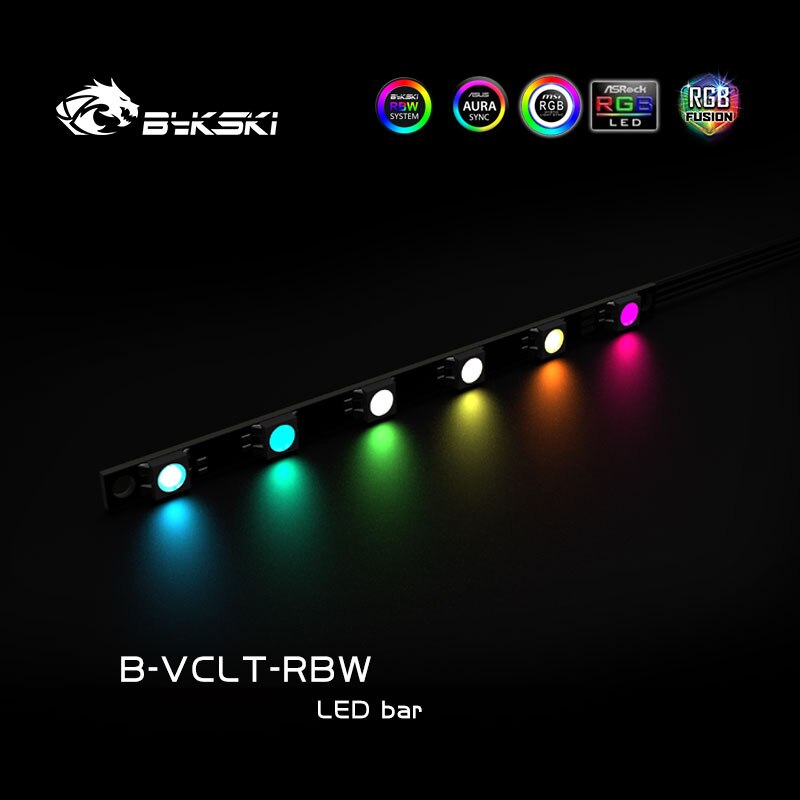 Bykski Rgb Led Strip Hard Licht Band Voor Water Blok (Cpu/Gpu/Geheugen...), 12V 4pin/5V 3Pin M/B Sync, Pc Cooling Mod Onderdelen, B-VCLT: 100mmX6(5V)