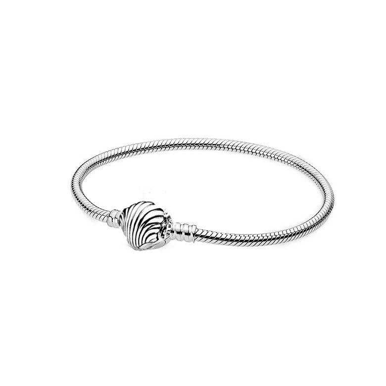 Pulsera de cadena de serpiente con cuentas de plata 925, brazalete con cierre de concha, fabricación de joyas