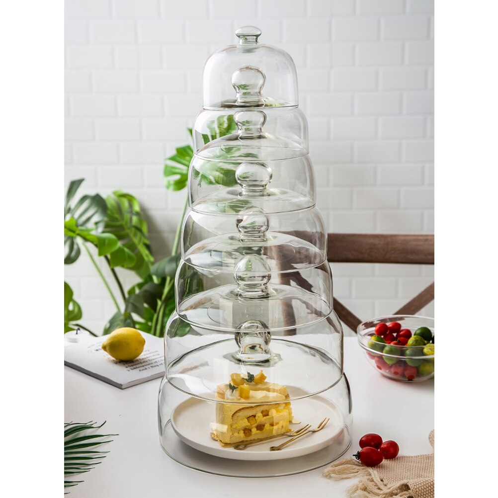 1pc transparent Kuchen Glas Abdeckung Staubdicht Glas Abdeckung essen Abdeckung Dauerhaft Nahrung Schutzhülle Glas Kuchen Abdeckung Hochzeit Party