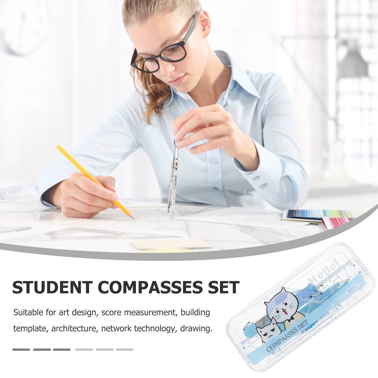 1 Set Ruler Protractor Geometry Precision Drawing Tools Circle Drawing Tools (Random Color)