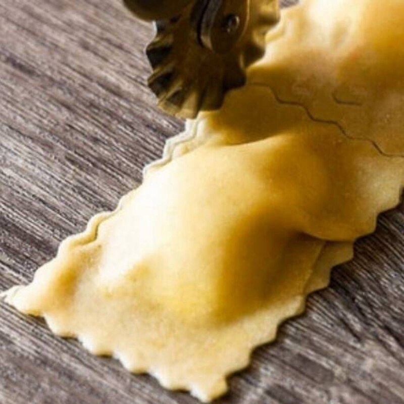 Ravioli Stempel Hersteller Cutter mit Rolle Rad einstellen, bilden mit Holzgriff für Geriffelte Rand, Pasta Presse Küche Befestigung