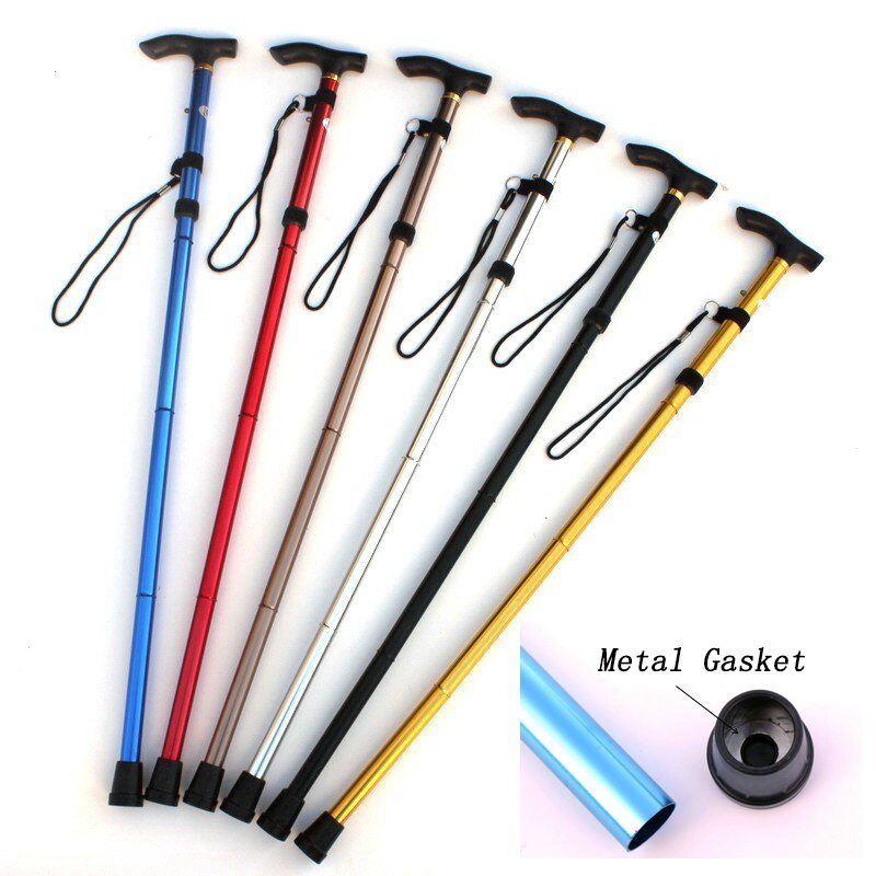 Walking Stick Hiking Trekking Poles Trail Ultralight 4-section Adjustable Canes Aluminum Alloy Folding Cane Walking Sticks