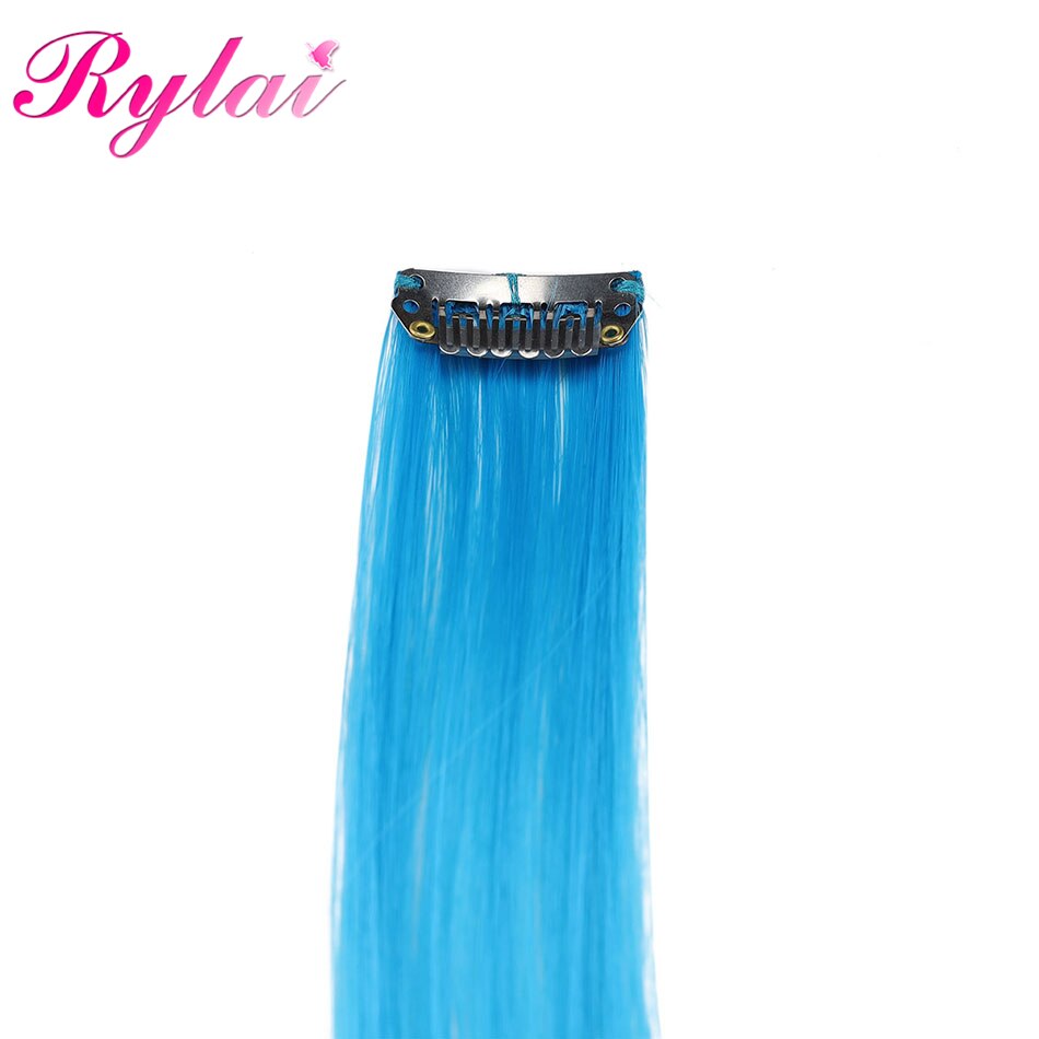 Rylai Lange Rechte Haar 5 Stuks/set Gekleurde Highlight Synthetische Hair Extensions Clip-In Een Stuk Pure Kleur 24 Inch