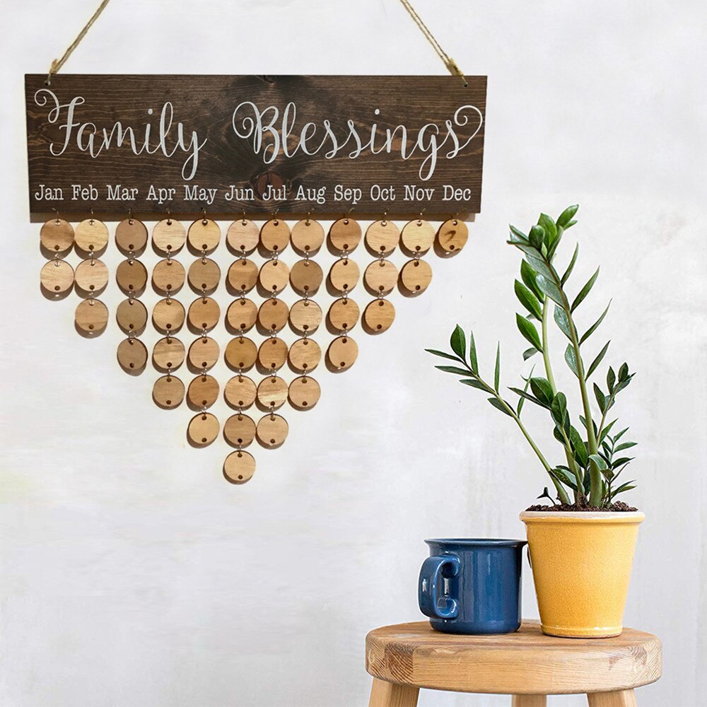 Kerst Verjaardag Speciale Dagen Herinnering Board Thuis Opknoping Decor Houten Kalender Boord Opknoping Ornament Jaar Decoratie