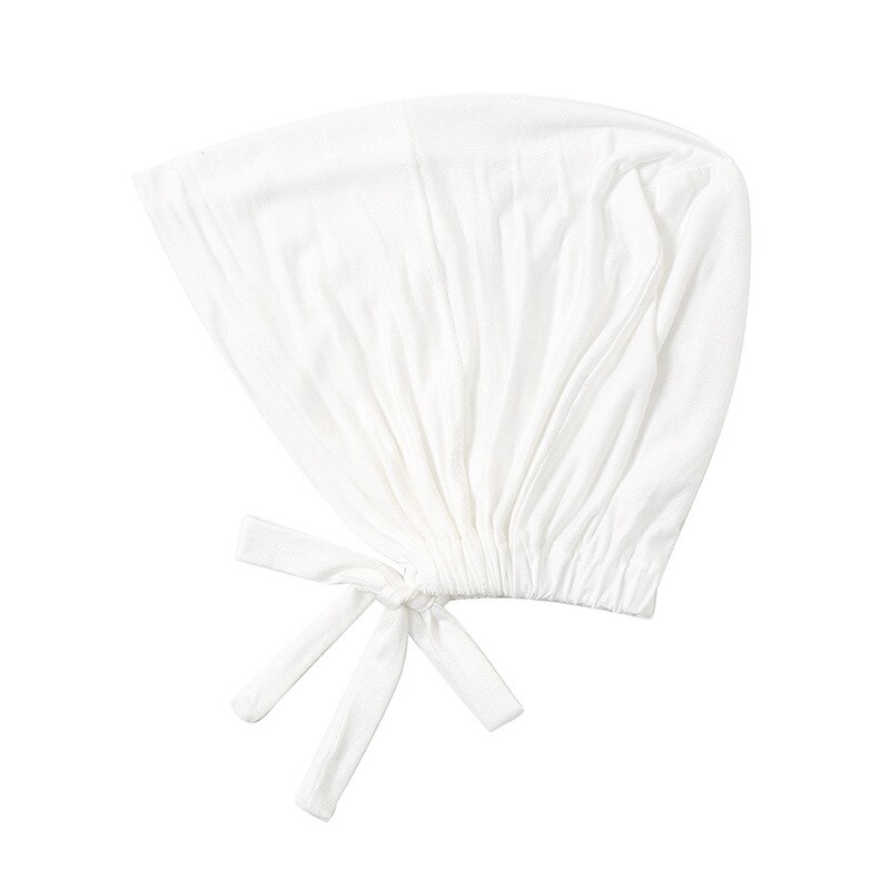 Gorąca sprzedaż elastyczna bawełna czepki do włosów kobiety solidna kolorowa czapka Bonnet do kąpieli snu: WHITE