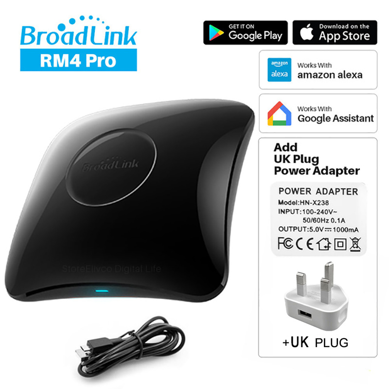 Broadlink RM4 pro IR RF Wifi UNIVERSAL REMOTE Intelligente Afstandsbediening Automation Works with Alexa and Google Home: Bundle4