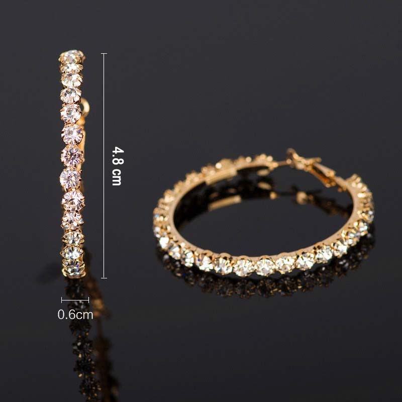 Huitan Luxury Oversize Hoop Earrings for Women Micro Paved Shiny CZ Versatile Style Female Daily Wear Ear Loop Jewelry