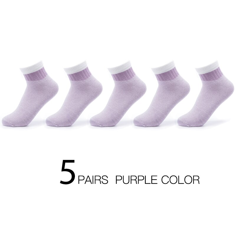 HSS Brand Women Cotton Striped Socks Pink Green Short Socks Spring Summer Breathable For Woman sock hosiery female: 5Purple