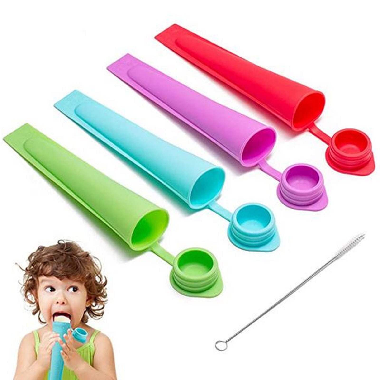 Silicone Ice Cream Mold with Lid Stick Shape Jelly DIY Mold Dessert Ice Cream Mold with Reusable Popsicle Stick#40