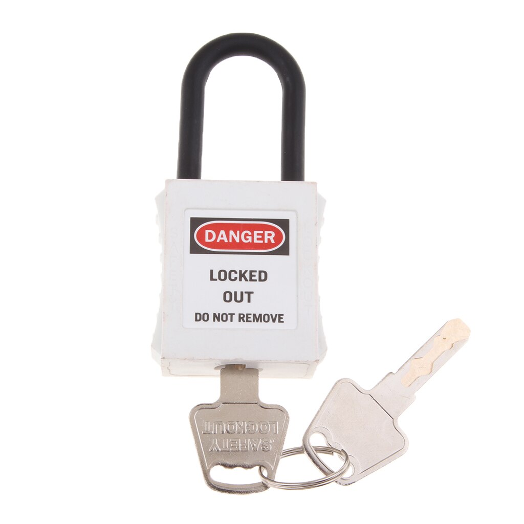 1pc Strong Safety Security Lockout Padlock Keyed PVC Engineering Plastic: White
