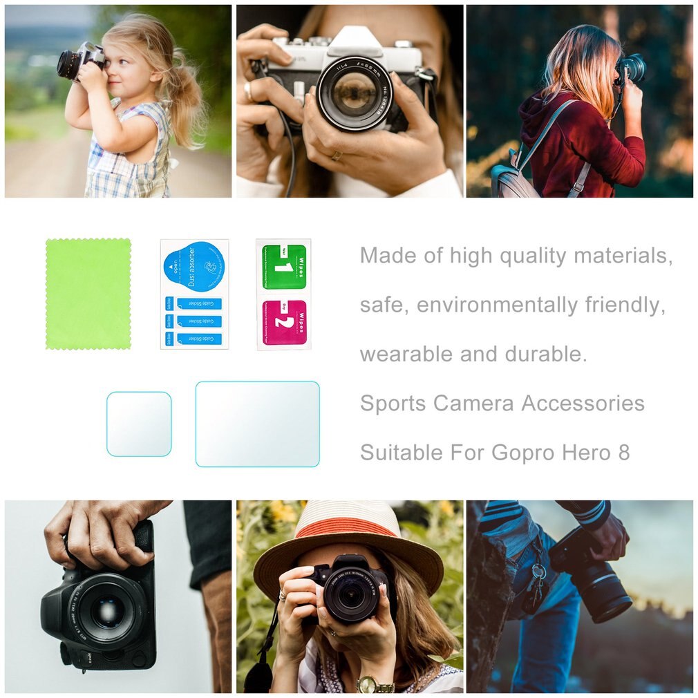 Gehärtetem Glas Bildschirm Schutz Sport Kamera Bildschirm Schutz Film für Gopro Held 8 Clearing Anzug ACEHE Klar