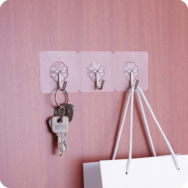 2 pièces Transparent fort auto-adhésif porte cintres muraux serviette vêtements porte-outils crochets pour accrocher cuisine salle de bain accessoire