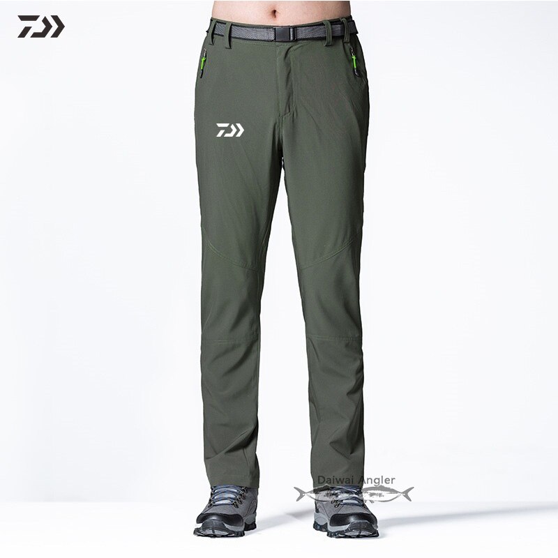 Daiwa Ademend Vissen Broek Mannen Winter Effen Anti-Pilling Houden Wram Vissen Kleding Wandelen Outdoor Sneldrogende Broek L-6XL: Navy Green / L