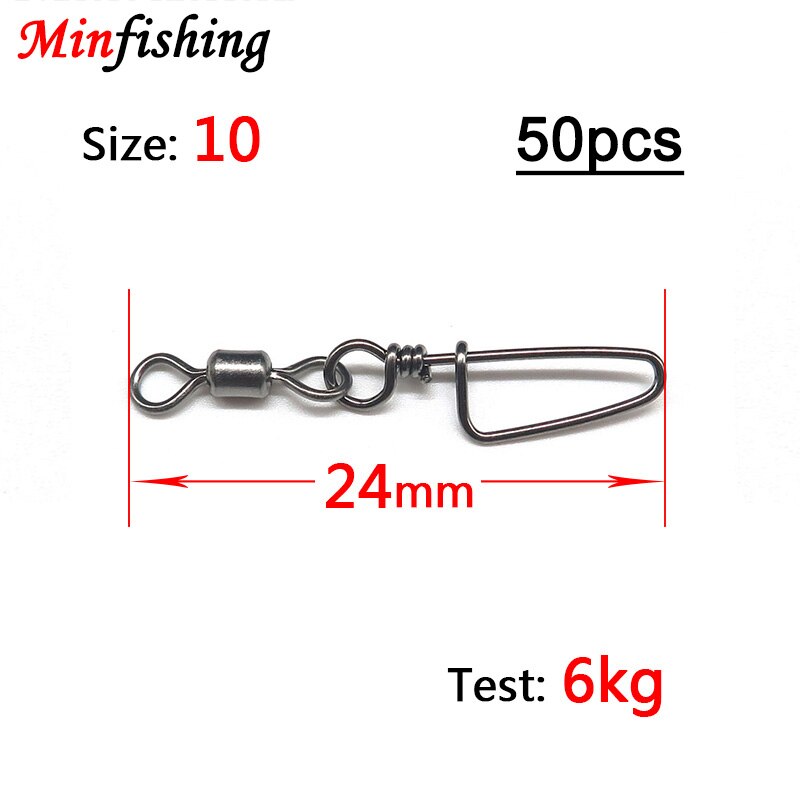 Minfishing 25 st/lot svivlar fiske ms+hx rullande svirvel med båge karbinhake locktillbehör fiskeredskap: Mshx -10-50