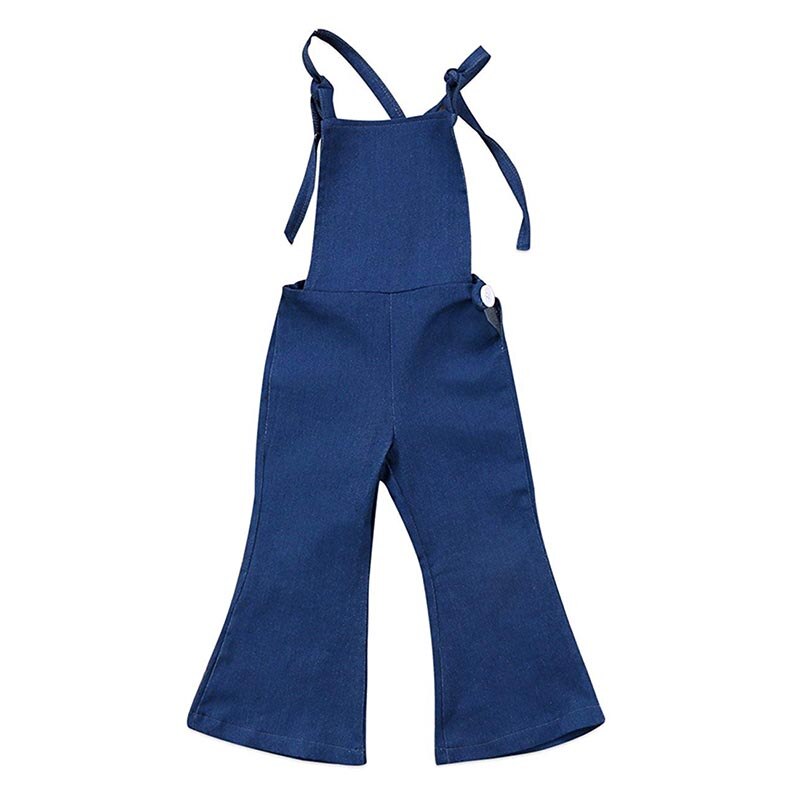 Bambini Tute E Salopette Denim Della Cinghia Del Pagliaccetto Casual Maglione Delle Ragazze Del Bambino Dei Pantaloni Della Tuta Outfit Abbigliamento Campana Pantaloni di Fondo Vestiti di Estate: 120