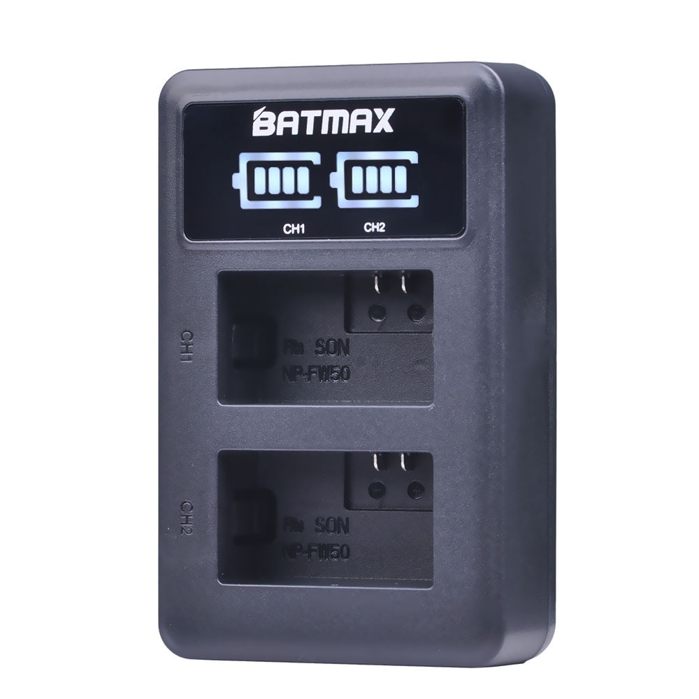 Batmax NP-FW50 NPFW50 USB Dual LED Display Camera Batterij Oplader voor Sony A7 A7R A7sII A7II A6500 A6300 A7RII NEX serie