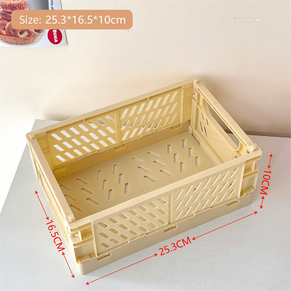 Opvouwbare krat Plastic opvouwbare opbergdoos Mand Utility Cosmetische container Desktophouder Thuisgebruik Schoolbank opbergdoos: Paars