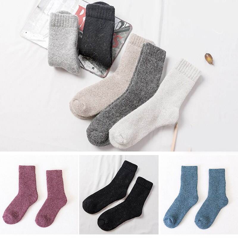 Vinter uld varme sokker super blød tyk ensfarvet sokker til mænd kvinder sports tilbehør