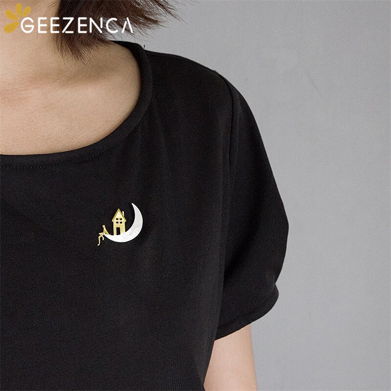 Original 925 Sterling Silber Hause Auf Der Mond Brosche Für Frauen Edlen Schmuck Party