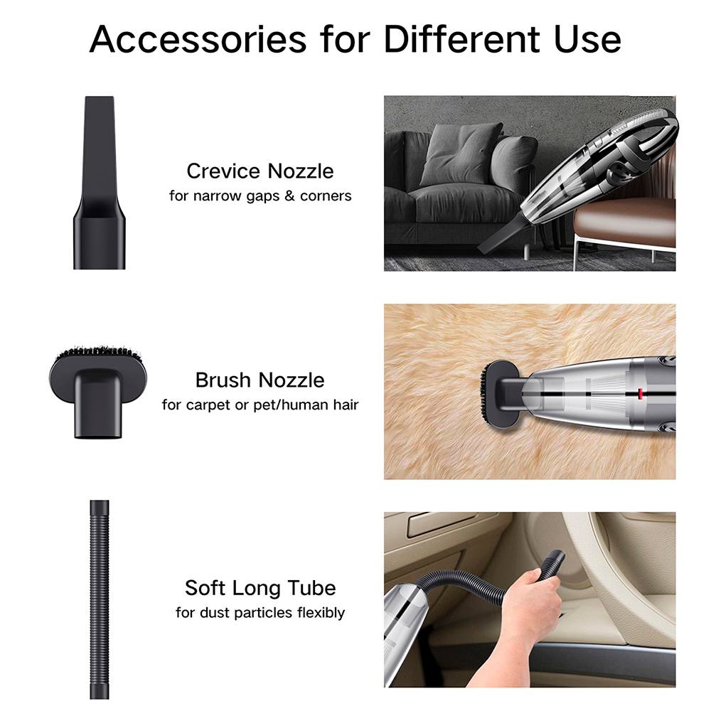 Aspiradora portátil de mano Audew 4000PA para coche, aspiradora inalámbrica recargable en seco y húmedo de 120W y 12V para la limpieza del polvo del pelo de la mascota doméstica del coche