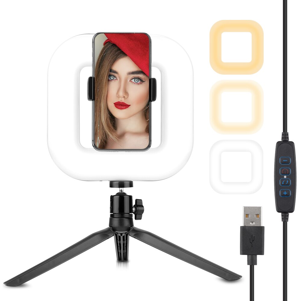LED Selfie Ring Light Photography Dimmable Camera Phone Ring Lamp With Table Tripods For Makeup Video Live Studio: 03