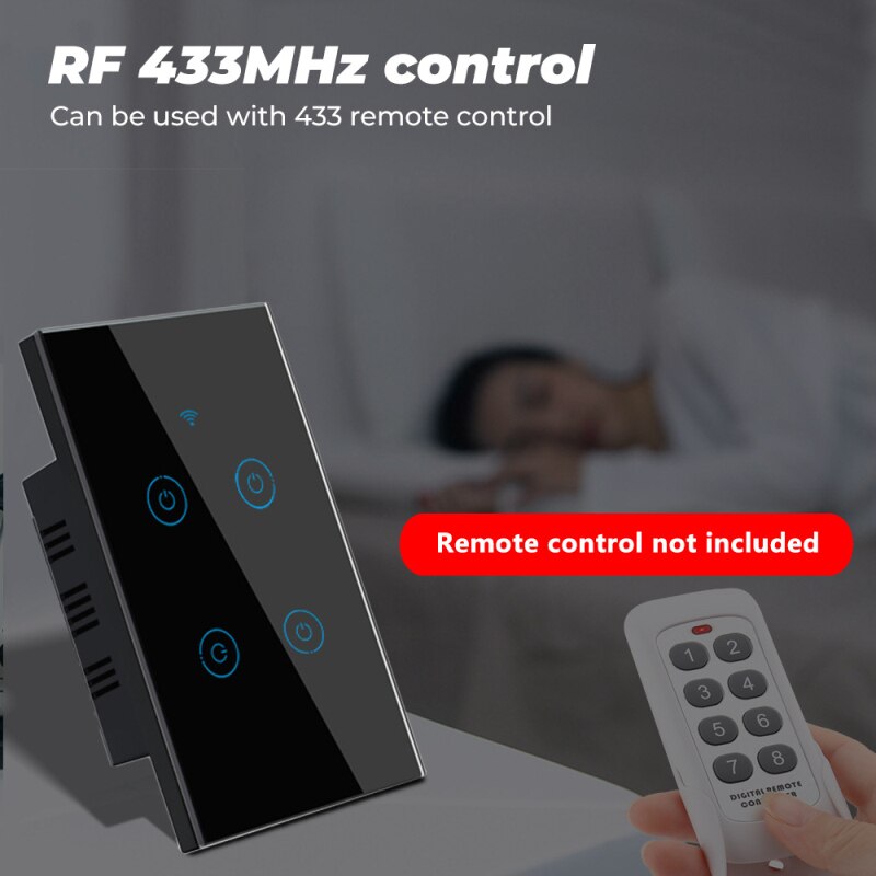 WiFi Smart Light Touch Switch No+have Neutral Wire Smart Life Tuya APP control Alexa Google Home Compatible 1/2/3 Gang Panel