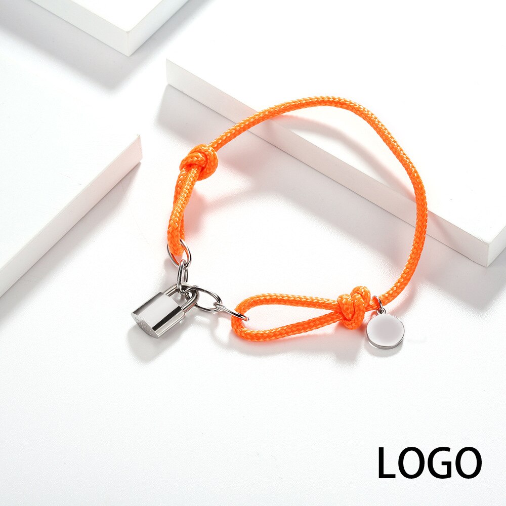 Boyulige klassisk flettet reb armbånd lås populært element par armbånd til mænd og kvinder charme smykker: Orange
