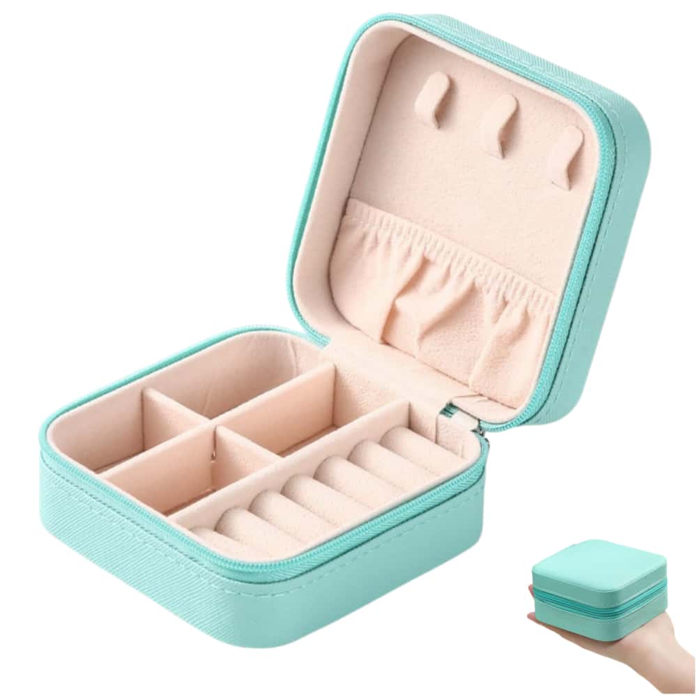 Boîte à bijoux carrée, boîte de rangement de bijoux portable, boîte de rangement portable pour bagues, boucles d'oreilles, colliers (plusieurs couleurs): Marron