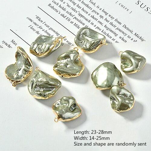 Irregular shaped baroque retro color pearl bag Phnom Penh pendant DIY earrings jewelry accessories materials: 2-green