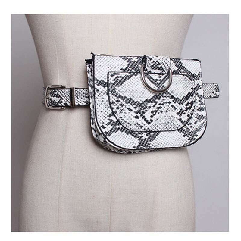 Women's Snake Print PU Leather Fanny Pack - Fashionable Waist Belt Bag