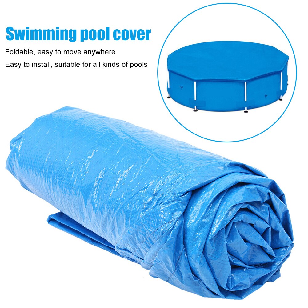 Round Swimming Paddling Pool Cover 244/305/366cm Swim Pool UV-resistant Waterproof Dustproof Cover Tub Protector