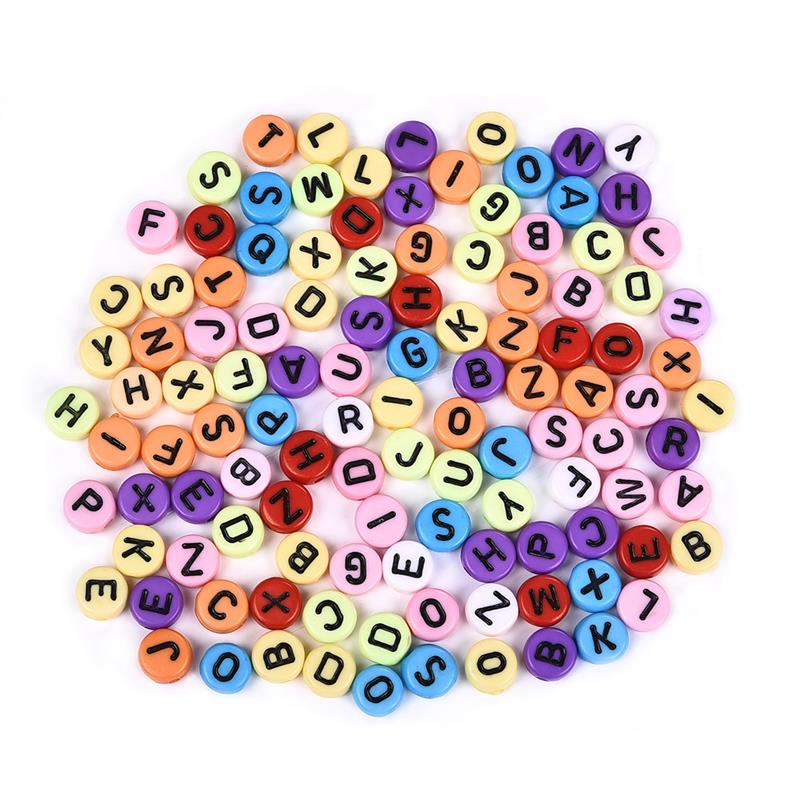 100pc Mixed English Letter Acrylic Beads Flat Heart Alphabet Number Beads For Charms Bracelet Necklace For Jewelry Making DI: 12