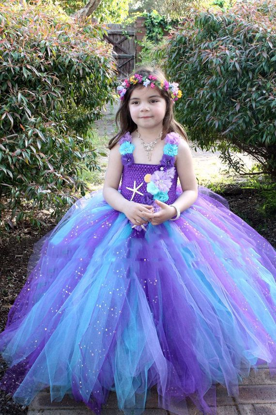 Tytöt riikinkukon väri glitter kukka tutu mekko lasten virkattu tylli mekot juhlamekko hiusrusetilla lasten juhlapuku mekko: Taivaansininen / 6m