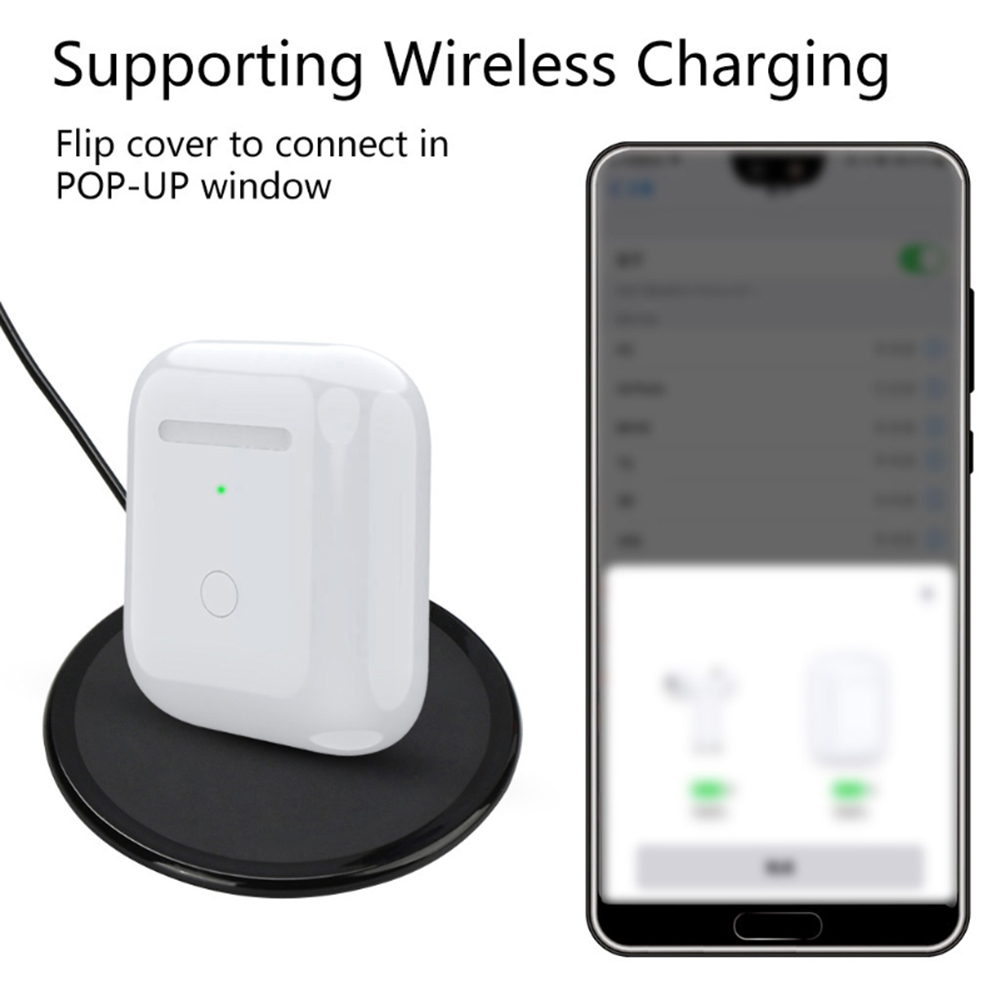 Replacement Wireless Charging Box for Airpods 1/2 Bluetooth Earphone 450mAh Battery Charger Case with LED Indicator Light