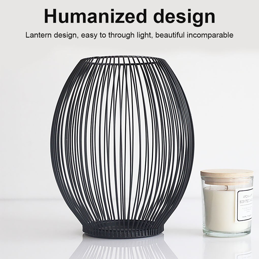 Black Lantern Candlestick Retro Metal Iron Lighting Cage Candle Holder Ornament Candlestick for Party Home Decor