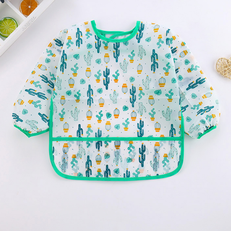 Leuke Cartoon Slabbers Waterdichte Baby Bib Kinderen Lange Mouw Schort Voeden Tekening Art Kiel