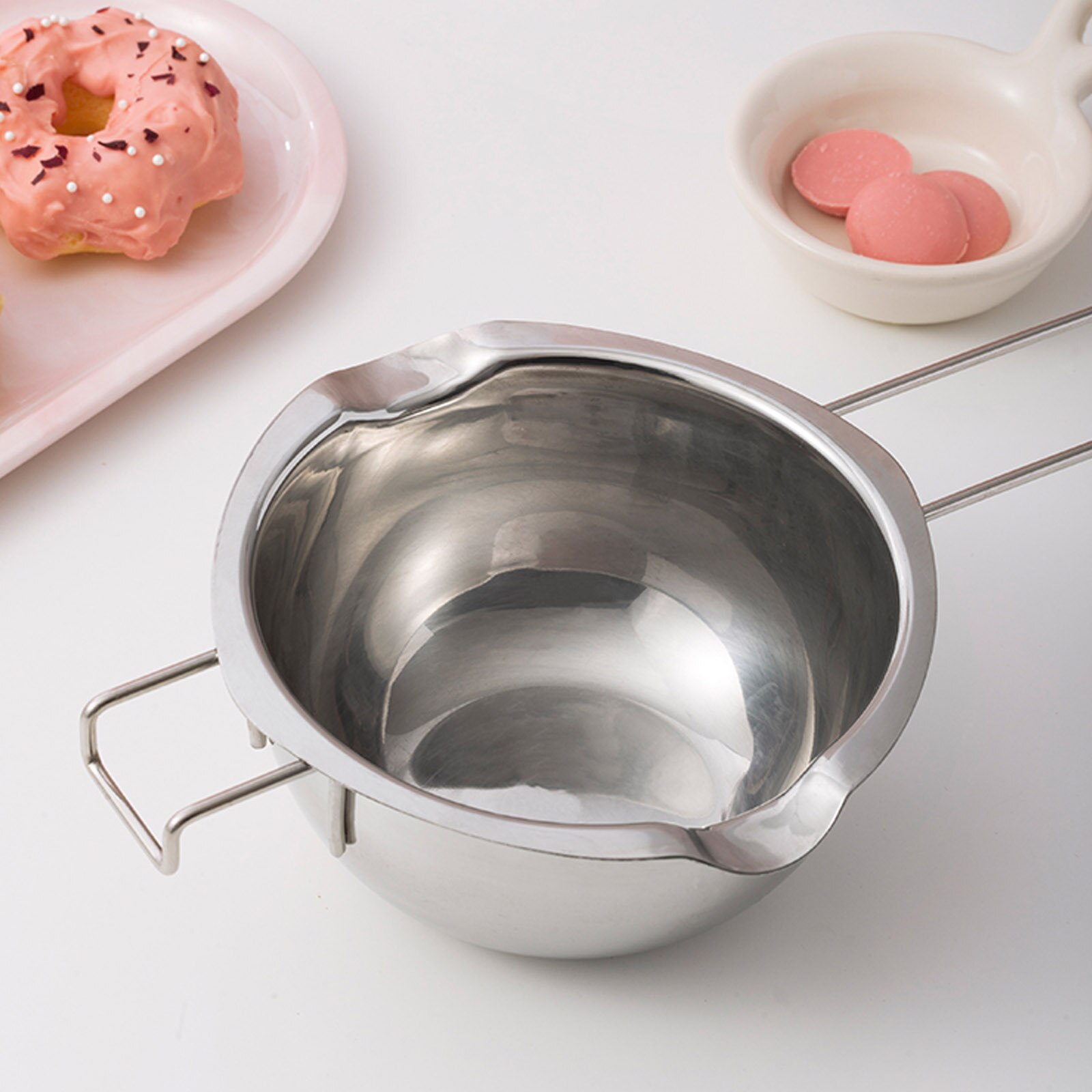 Long Handle Wax Melting Stainless Steel Pot DIY Scented Candle Soap Chocolate Butter Handmade Soap Tool Non-stick Easy Cleaning