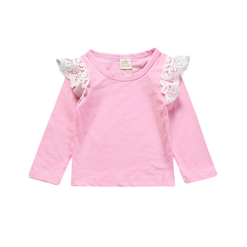 Baby Mädchen T-Shirts Lange Fly Hülse Mädchen Tees Kind Shirts Lange Sleeve Infant Kinder T shirt Prinzessin Spitze Mädchen Kleidung herbst