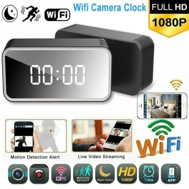 Wifi Clock Camera 4K Hd Support Max 128Gb Memory Card 6M Detect Distance Avi Video Home Security Monitor With Night Vision