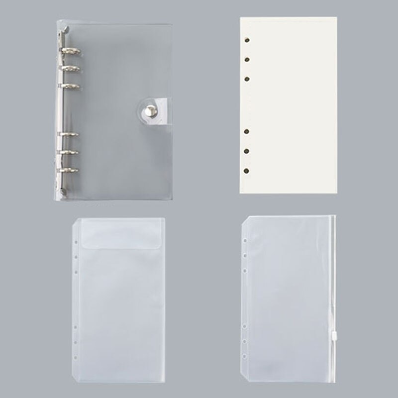 A6 Loose-Leaf Notebook &amp; PVC Cover Diary Cover 6 Hole Loose-Leaf Folder Business Card Bills Bag Accessories Storage &amp; Organizer