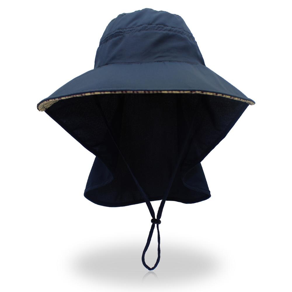 Outdoor Mannen Vrouwen Grote Ronde Rand Zon Blok Sneldrogend Vissen Hoeden Zomer Zon Cap Voor Travel Bergbeklimmen Emmer hoed: Blauw