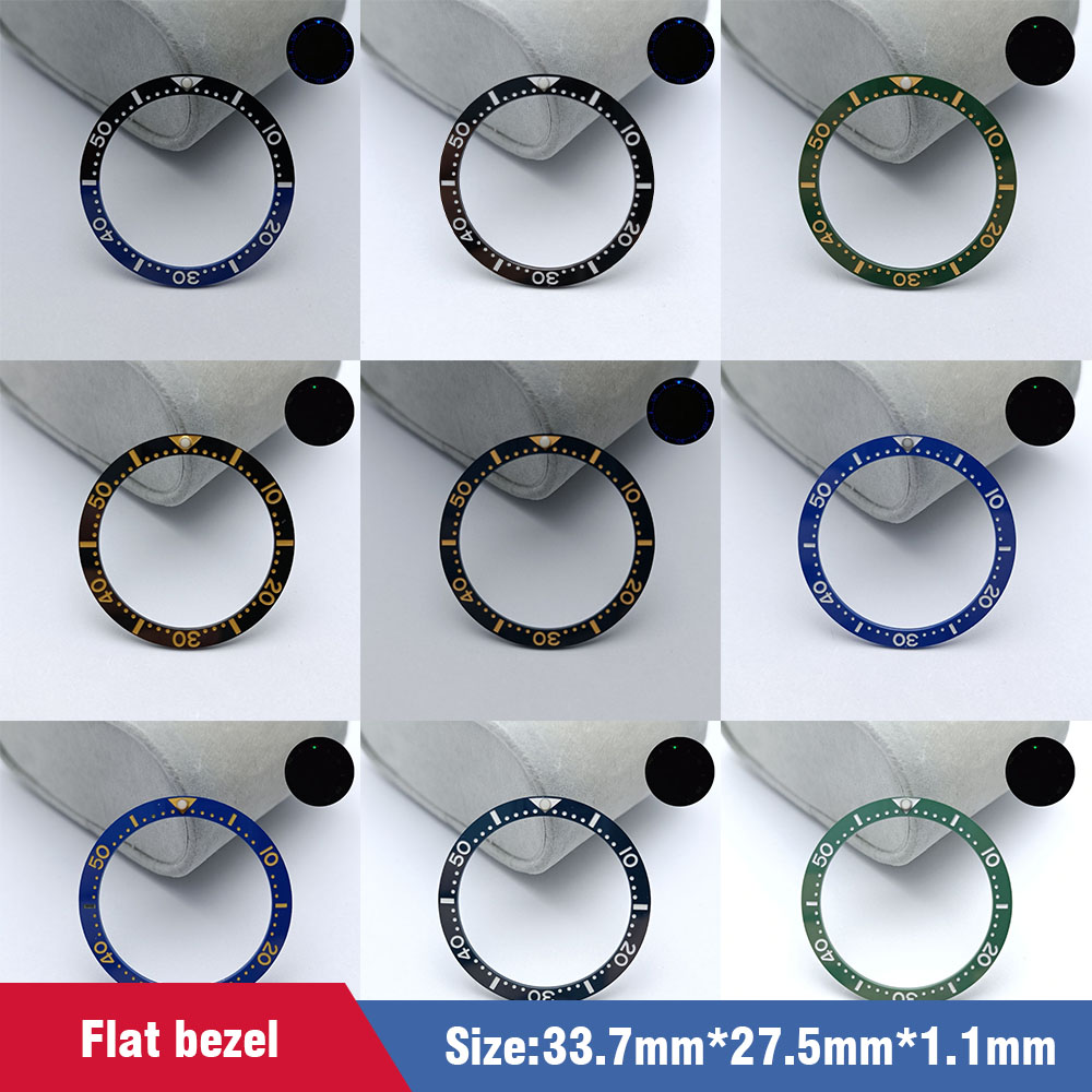 Flat Ceramic Bezel Insert 33.7mm*27.5mm Watch Replacement Watch Parts Watch Cases Replace Accessory Diving Bezel Ring