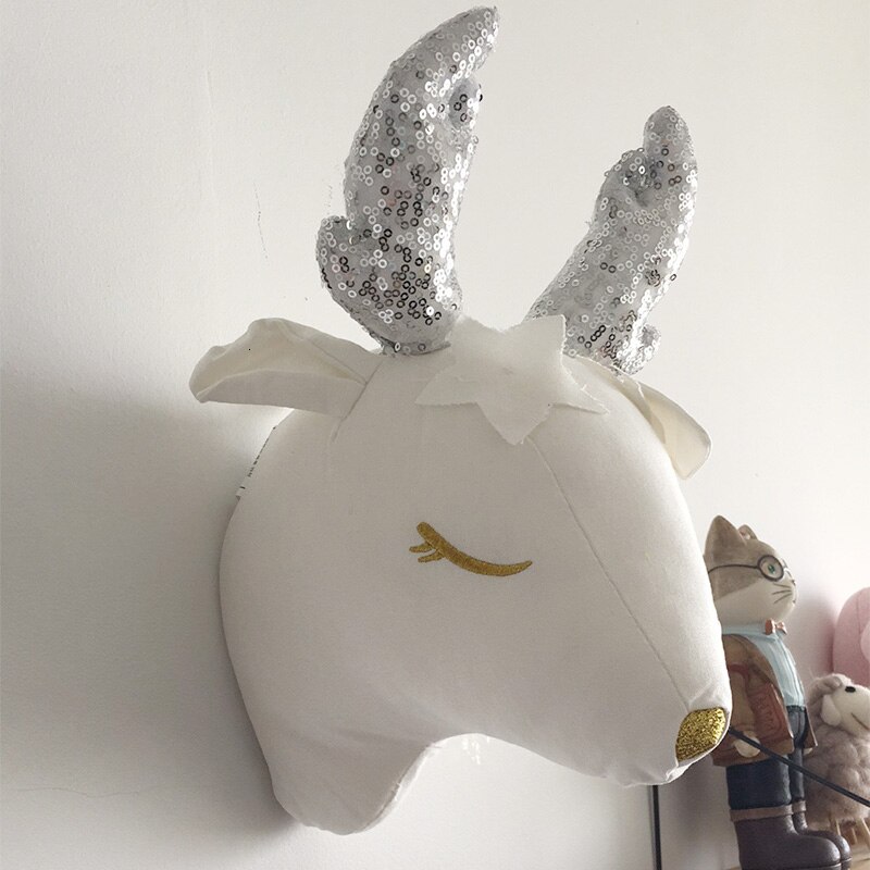 Enfants chambre décor en peluche ours animaux têtes éléphant cerf ours tête tenture murale décor pour enfants chambre pépinière décoration: Deer cotton