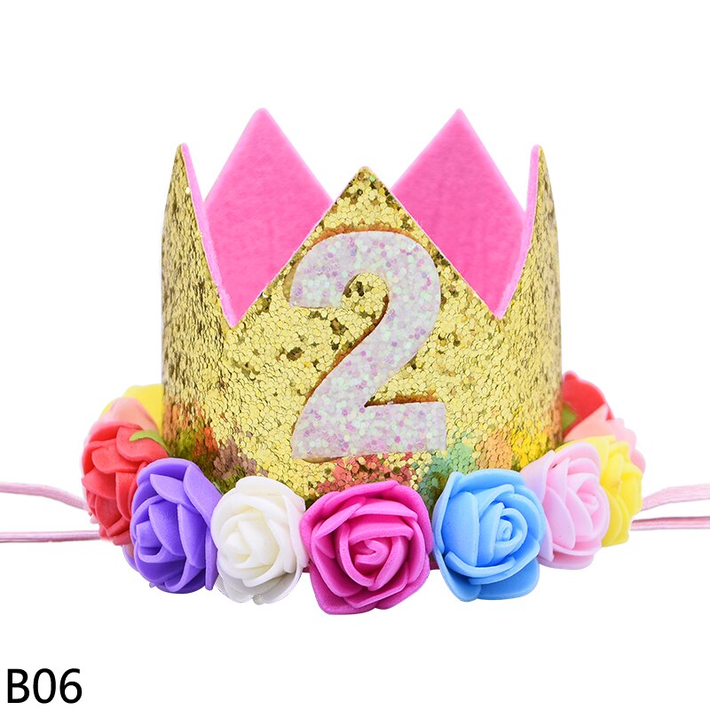 Roze kroon bloemen haarband baby jongen meisje hoofddeksel kinderen hoofdband babyshower 1 2 3 jaar oud haaraccessoires: B06