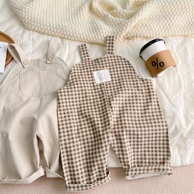 Baby Overalls Voor Meisjes Jongens Casual Effen Plaid Corduroy Jumpsuit Lente Zomer Katoen Kinderen Kleding Meisje Jarretel Broek