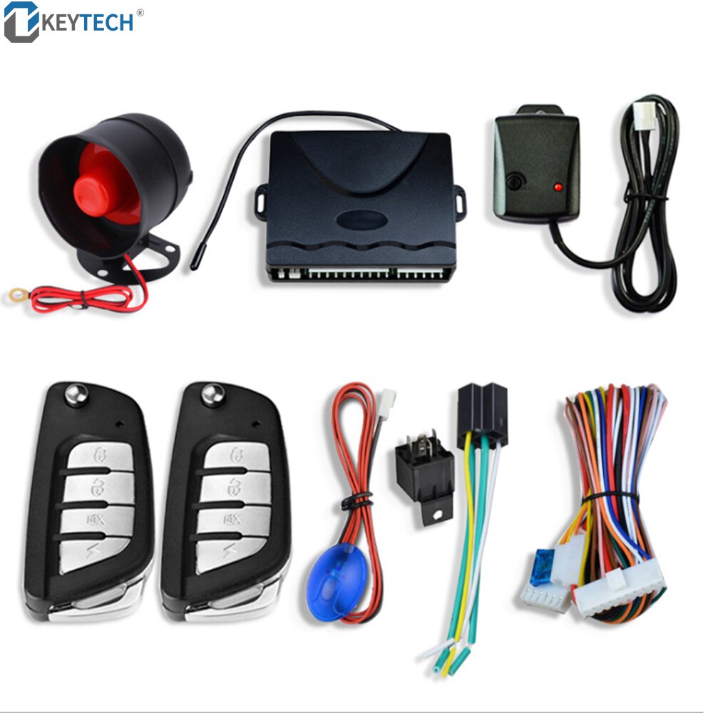 OkeyTech Auto Knop Start Stop Universal One Way Auto Alarm Voertuig Systeem Beveiliging Systeem Met 2 Afstandsbediening