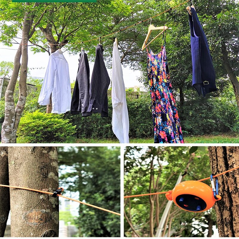 Outdoor Retractable Clothesline Camping Travel Portable Windproof With Storage Clothes Line Non-perforated Hanging Rack Clothing