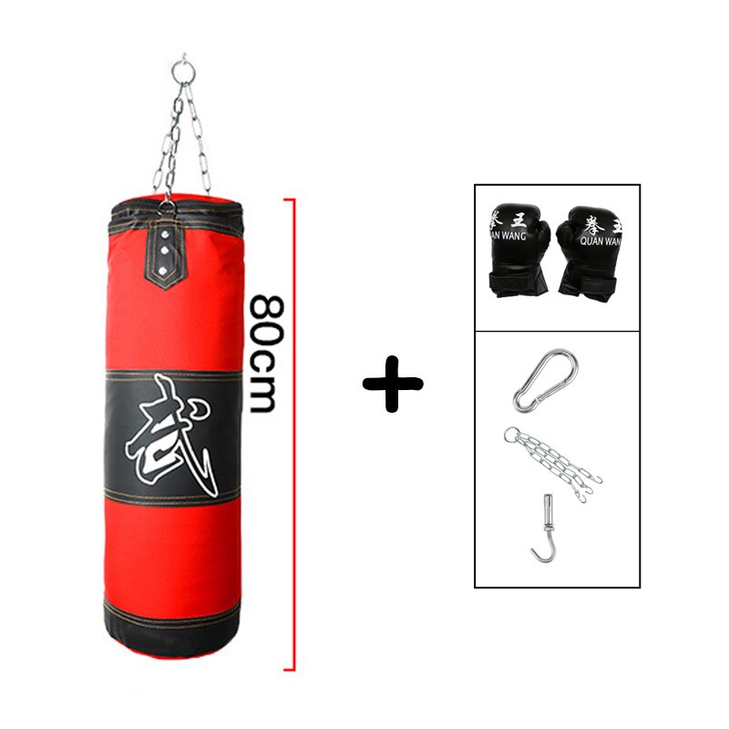 Träning fitness mma boxning boxningssäck set hängande boxning ihålig sandsäck tung muskulation boxningshandskar + handled: 80-2