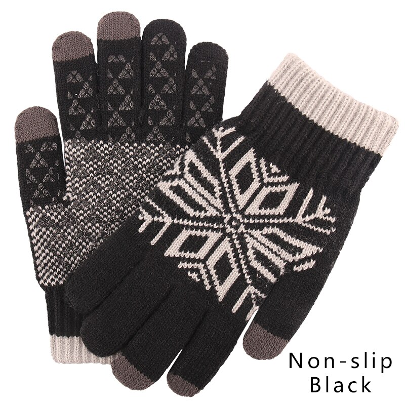 Iwarm Touch Screen Gloves Women's and Men's Knitted Gloves Autumn Winter Warm Thick Gloves: Non-slip Black / M