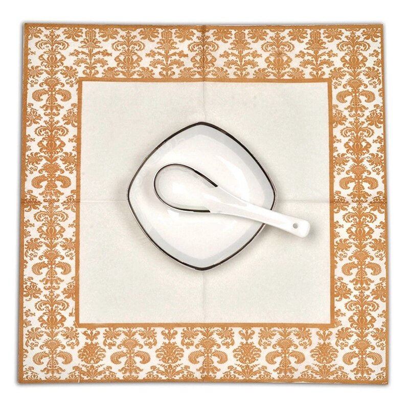 Servilletas de papel tisú desechables con estampado dorado, 100 piezas, para restaurante y Hotel (dorado + blanco)